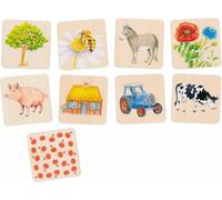 goki 56300 - Mémo à la Campagne - Jeu de 32 pièces avec Motifs de la Ferme dans Une boîte en Bois