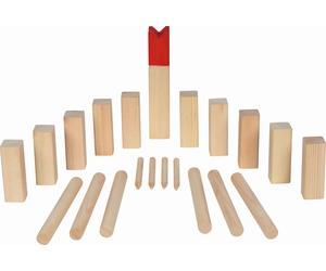 GOKI 56324 Kubb Viking Set in Cotton Bag chess Board Games, Brown