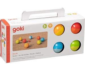 goki 56658 - Boule avec Sac en Coton - Jeu Familial d'extérieur avec 9 Boules en Bois