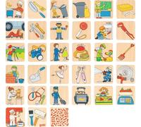 goki 56775 Jeu de mémo métiers 5 x 5 cm, bois, 32 pièces, par pièce, multicolore