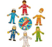 goki 56784 Jeu de puzzle Métiers plateau tournant Ø = 14 cm, bois, 38 pièces, multicolore