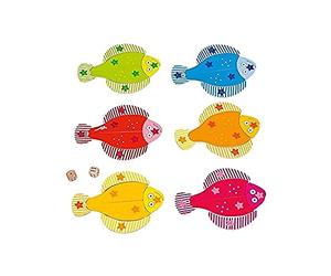 Goki 56832 Jeu de dé Les Petits Poissons - Peggy Diggledey, Multicolore