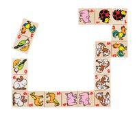 goki 56961 Jeu de dominos avec motifs d'animaux dans une boîte en bois, multicolore (1 pièce)