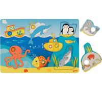 goki 57307 - Puzzle Animaux marins - Avec poignées en bois - Pour tout-petits
