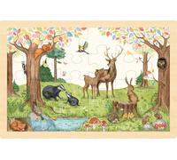 goki 57308 - Puzzle Insertion dans la clairière - 24 pièces - Puzzle pour Enfants en Bois avec Animaux de la forêt