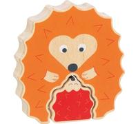 goki 57331 Lot de 2 Puzzles en Bois à Poser en Forme de hérisson - Jouet éducatif - Favorise la créativité, la dextérité, la Concentration et l'imagination - À partir de 1 an - Orange et Rouge