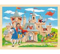 goki 57335 - Puzzle à insérer - Château des Chevaliers - 96 pièces Robustes en Bois - Design coloré avec Motif Ritteburg détaillé