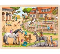 goki 57367 - Puzzle de Cour équestre - 96 pièces en Bois - pour Enfants à partir de 3 Ans
