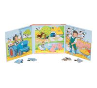 goki 57384 Livre-puzzle de la ferme 17,3 x 17,3 x 1,2 cm, 2 x 20 pièces, 2 motifs, magnétique, multicolore