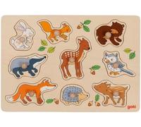 goki Puzzle à emboîter 57387 – Animaux de la forêt en bois – 9 pièces