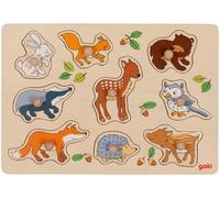 goki Puzzle à emboîter 57387 – Animaux de la forêt en bois – 9 pièces