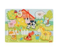 Goki Puzzle 57392 Animaux de la ferme en bois – 8 pièces, 30 x 21 x 2,4 cm