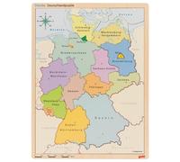 goki 57417 Puzzle dans le puzzle Allemagne 30 x 40 x 1 cm, bois, 3 couches, 98 pièces, multicolore