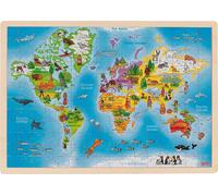 goki 57460 Puzzle à encastrer Monde 46,5 x 33 x 1 cm, bois, 192 pièces, multicolore