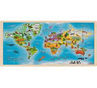 Goki Puzzle en bois Carte du monde 192 pièces Multicolore G