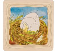 goki 57521 Puzzle à couches La poule, multicolore (1 pièce)