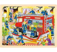 goki 57527 Puzzle à encastrer Intervention des pompiers, multicolore (1 pièce)