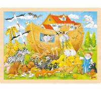 Goki - 2041647 - Puzzle en Bois À Encastrement - Entrée en Arche De Noé - 96 Pièces