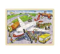 Goki - 2041643 - Puzzle en Bois À Encastrement - À L'aéroport - 96 Pièces