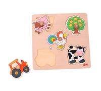 Goki - 2041540 - Puzzle En Bois À Encastrement - À La Campagne - 15 Pièces, White
