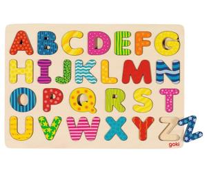 Goki - 57672 - Puzzle en Bois - Alphabet - 26 Pièces - Multicolore