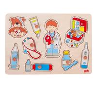 Goki Puzzle à encastrements 57748 – Chez le médecin – 9 pièces multicolore