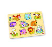 Goki - 57838- Puzzle En Bois À Encastrement - Jeunes Animaux Ii - 10 Pièces