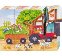 goki 57839 Puzzle à cubes Les saisons à la ferme, multicolore