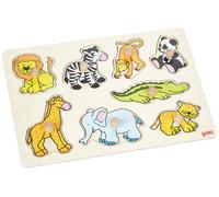 Goki - 57874 - Puzzle à Encastrements Bois - Les Animaux du Zoo