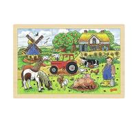 Goki - 57891 - Puzzle En Bois À Encastrement - Ferme des meuniers - 24 Pièces, Mixte