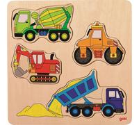 goki 57901 Puzzle à encastrer Véhicules de chantier, multicolore