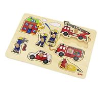 Goki 57907 Fire Brigade, Lift-Out Puzzle, Multicolor, Medium