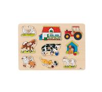 goki 57908 Puzzle à assembler La ferme I, 30 x 21 x 2,4 cm, très gros boutons en bois, multicolore
