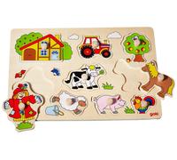 Goki Puzzle en bois à encastrement Ferme VI (2041558) 9 pièces à boutons multicolore