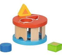 goki 58298 - Sort Box Rundolino - Jeu de 4 jouets de motricité compacts en bois avec fonction de tri pour les formes et les couleurs - Jeu de riz idéal - À partir de 1 an
