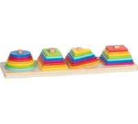 goki 58301 Jeu de tri Pyramides de Couleurs - Jouet éducatif Formes et Couleurs en Bois, Jeu de motricité à partir de 2 Ans, avec 28 éléments