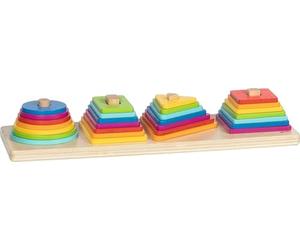 goki 58301 Jeu de tri Pyramides de Couleurs - Jouet éducatif Formes et Couleurs en Bois, Jeu de motricité à partir de 2 Ans, avec 28 éléments