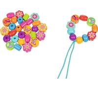 goki 58311 - Kit de perles Love & Peace - Kit de bricolage 42 pièces en bois et textile dans une boîte de rangement - À partir de 3 ans - Série goki66