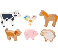 goki 58320 Lot de 6 Animaux de la Ferme en Bois au Design adapté aux Enfants à partir de 2 Ans