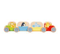 goki 58437 Kit de construction de train Mon petit train locomotive 12,5 x 4,5 x 9 cm, 16 pièces, bois, multicolore (1 kit)