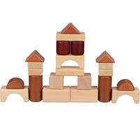 goki 58450 Cubes de construction dans boîte en bois 3 x 3 x 3 cm, bois, 46 pièces, naturel