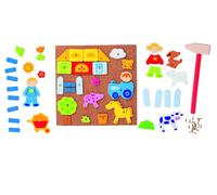 Goki 58555 Farm Hammer and Nail Toy Set, Mixed