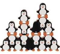 goki 58683 Figurines à empiler Pingouins 4,0 x 1,5 x 4,2 cm, bois, 18 pièces, noir/blanc/orange