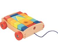 Goki 58719 Chariot à Tirer avec 20 éléments de Construction Multicolore