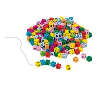 goki 58908 Cubes de lettres, à enfiler, multicolores (1 set)