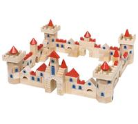 Goki - 58984 - Jeu De Construction De Château, Mixte, petit | 145 pièces en bois massif
