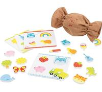 goki 59972 - Lot de 21 lotos sensoriels en Bois et Textile - 16 Motifs différents - Jeu éducatif et Jouet éducatif - Favorise la motricité Fine et la compréhension des Formes chez Les Enfants - À