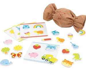 goki 59972 - Lot de 21 lotos sensoriels en Bois et Textile - 16 Motifs différents - Jeu éducatif et Jouet éducatif - Favorise la motricité Fine et la compréhension des Formes chez Les Enfants - À