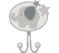 goki 60715 Portemanteau éléphant 14 x 4,5 x 17,5 cm, bois et métal, gris