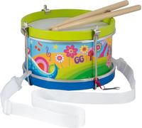 goki 61848 Tambour de Prairie Fleurie pour Enfant à partir de 3 Ans avec Sangle et bâtons en Bois, Instrument de Musique coloré de la série goki66 21,5 cm